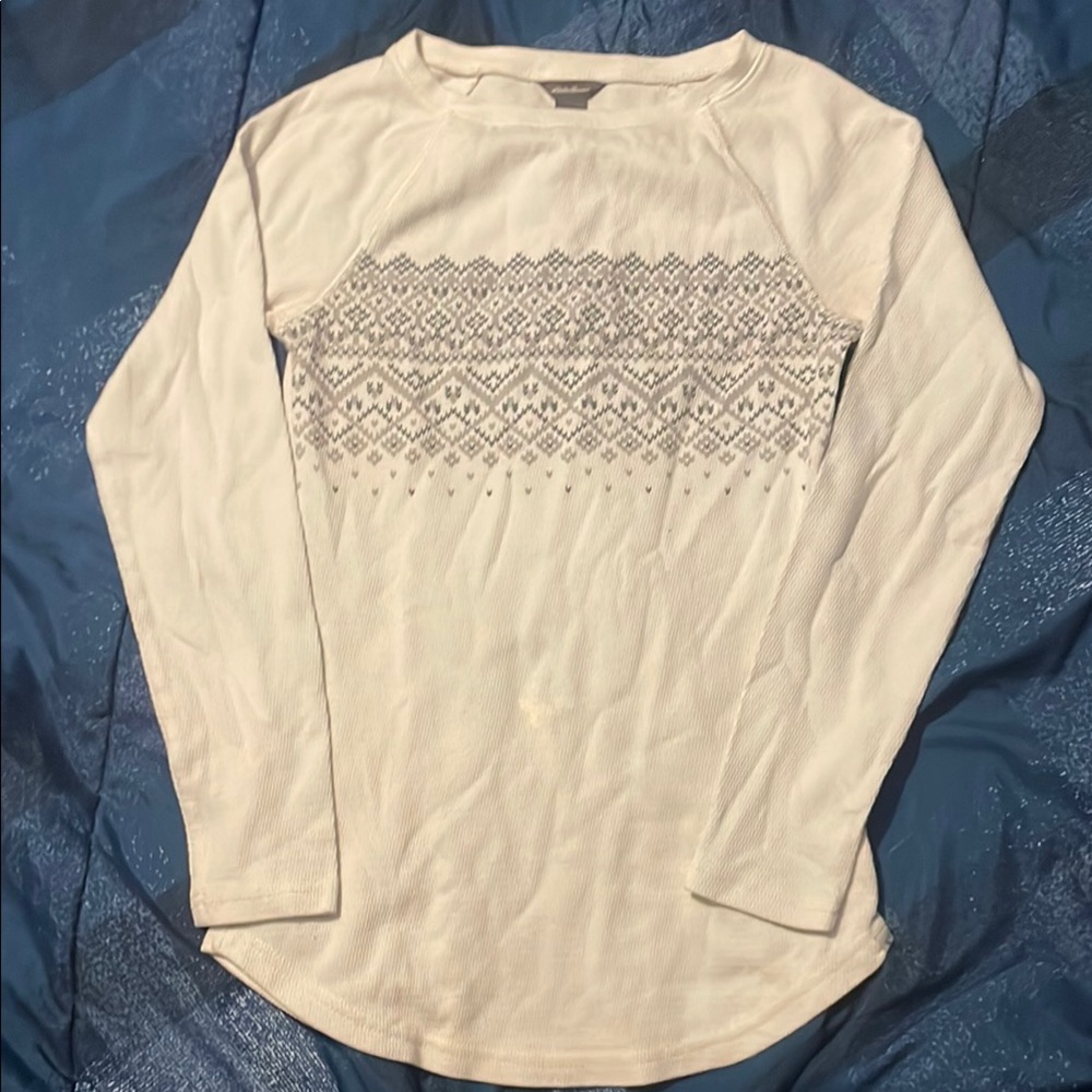 Eddie Bauer White Ribbed Knit Top